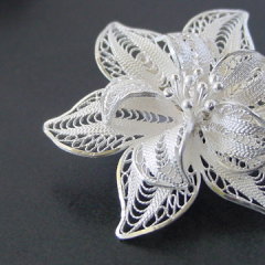 お花をモチーフにした銀線細工。シルバーアクセサリーのブローチ(si0101) をバリ島より通販