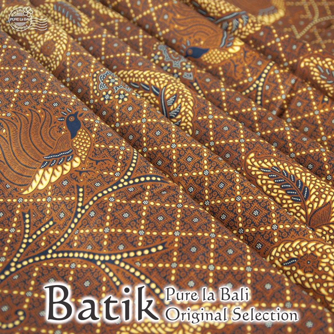 鳥と王冠のソロ産バティック！インドネシアのジャワ更紗 bt0035