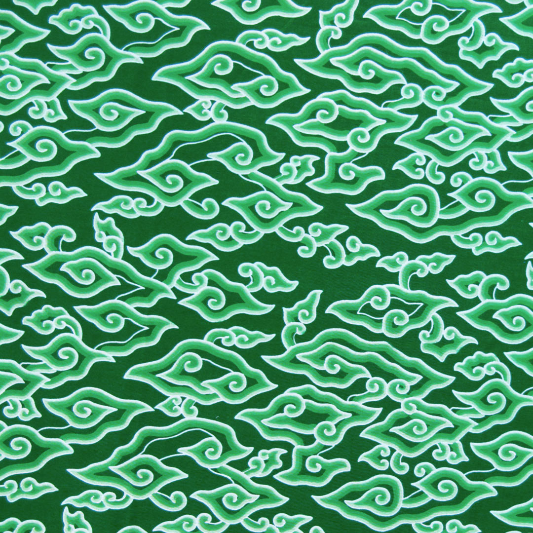 バティック生地の布！チレボンのメガムンドゥン（深緑）の価格と購入