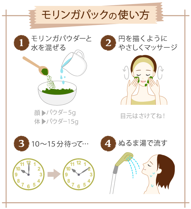 オーガニックのモリンガパックの使い方