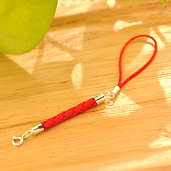 革とシルバー925製のスマホ対応!携帯ストラップ レッド(sk0020)の商品情報と購入