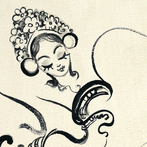 バリ絵画・バリ島の女性の画像