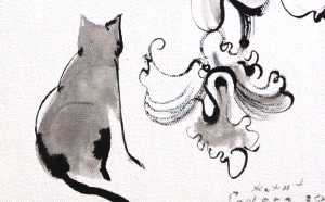 バリ絵画 猫！バリ島ウブドで暮らす猫のバリ島アート
