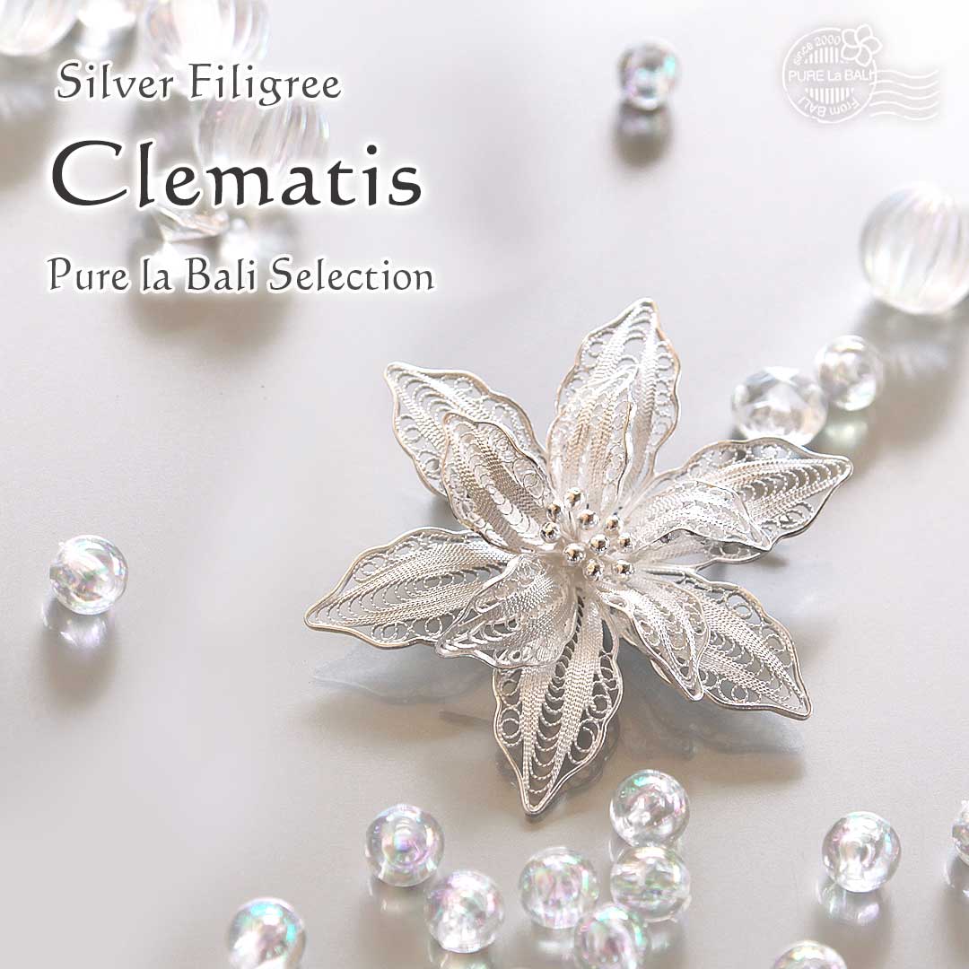 クレマチスの銀線細工ブローチ si0120のイメージ画像